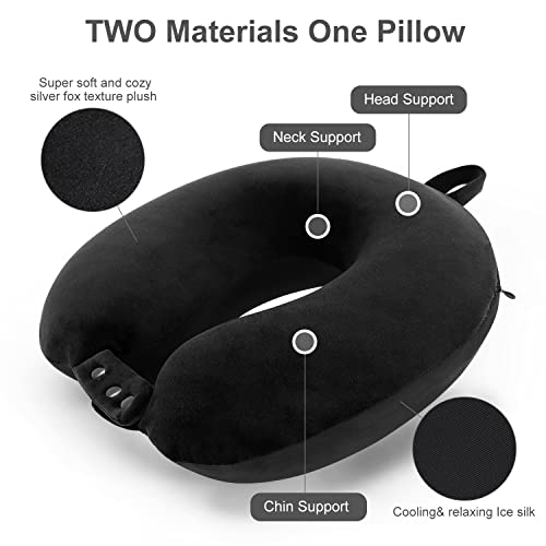 Adjustable Memory Foam Travel Neck Pillow (Black)