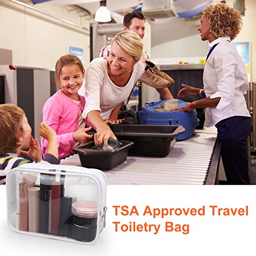 Wedama TSA Approved Toiletry Bag, Cosmetic Bags 2 Pack with Zipper Carry on Airline Airport Travel Accessories, PVC Makeup Bags for Travel, Quart Size Travel Bags for Men and Women-White