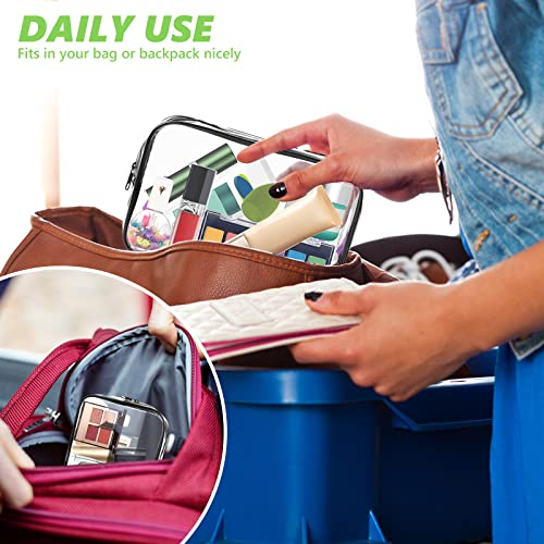 AURUZA 6 PACK Clear Toiletry Bag, TSA Approved Cosmetic Makeup Bags Set, Portable Travel Makeup Bags Zipper PVC Cosmetic Pouch Airport Airline for Travel, Bathroom (6 Packs Black)