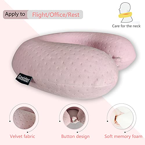 Gosider Pink U-Shape Memory Foam Travel Neck Pillow