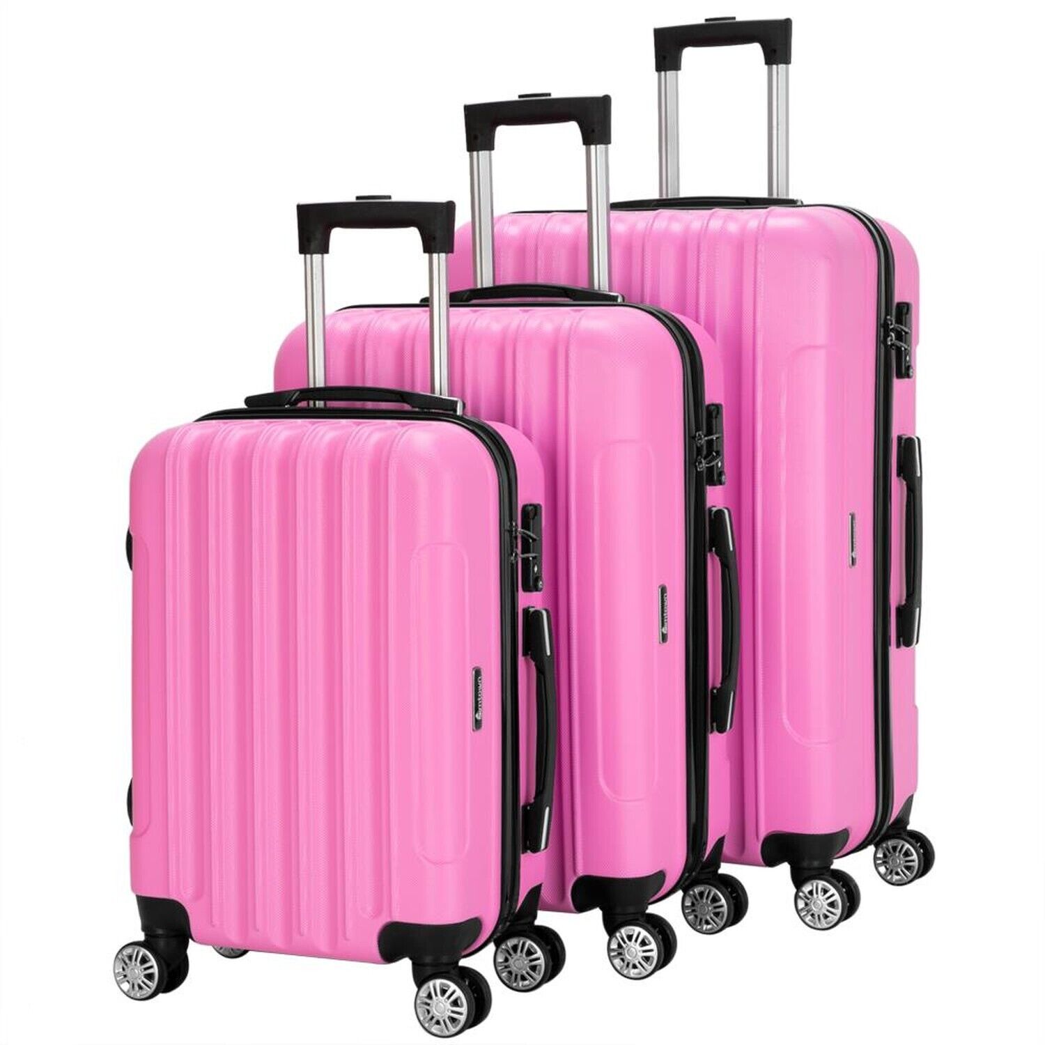 Pink Travel Luggage Set: Carry-On & Checked