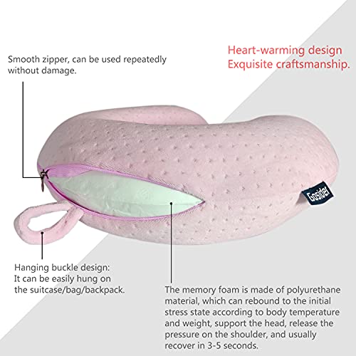 Gosider Pink U-Shape Memory Foam Travel Neck Pillow