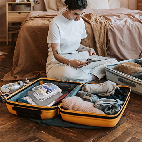 Wedama TSA Approved Toiletry Bag, Cosmetic Bags 2 Pack with Zipper Carry on Airline Airport Travel Accessories, PVC Makeup Bags for Travel, Quart Size Travel Bags for Men and Women-White