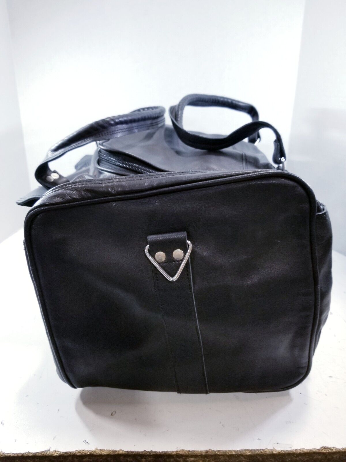 Black Leather Travel Duffel Bag - Classy 22