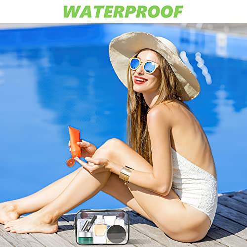 AURUZA 6 PACK Clear Toiletry Bag, TSA Approved Cosmetic Makeup Bags Set, Portable Travel Makeup Bags Zipper PVC Cosmetic Pouch Airport Airline for Travel, Bathroom (6 Packs Black)