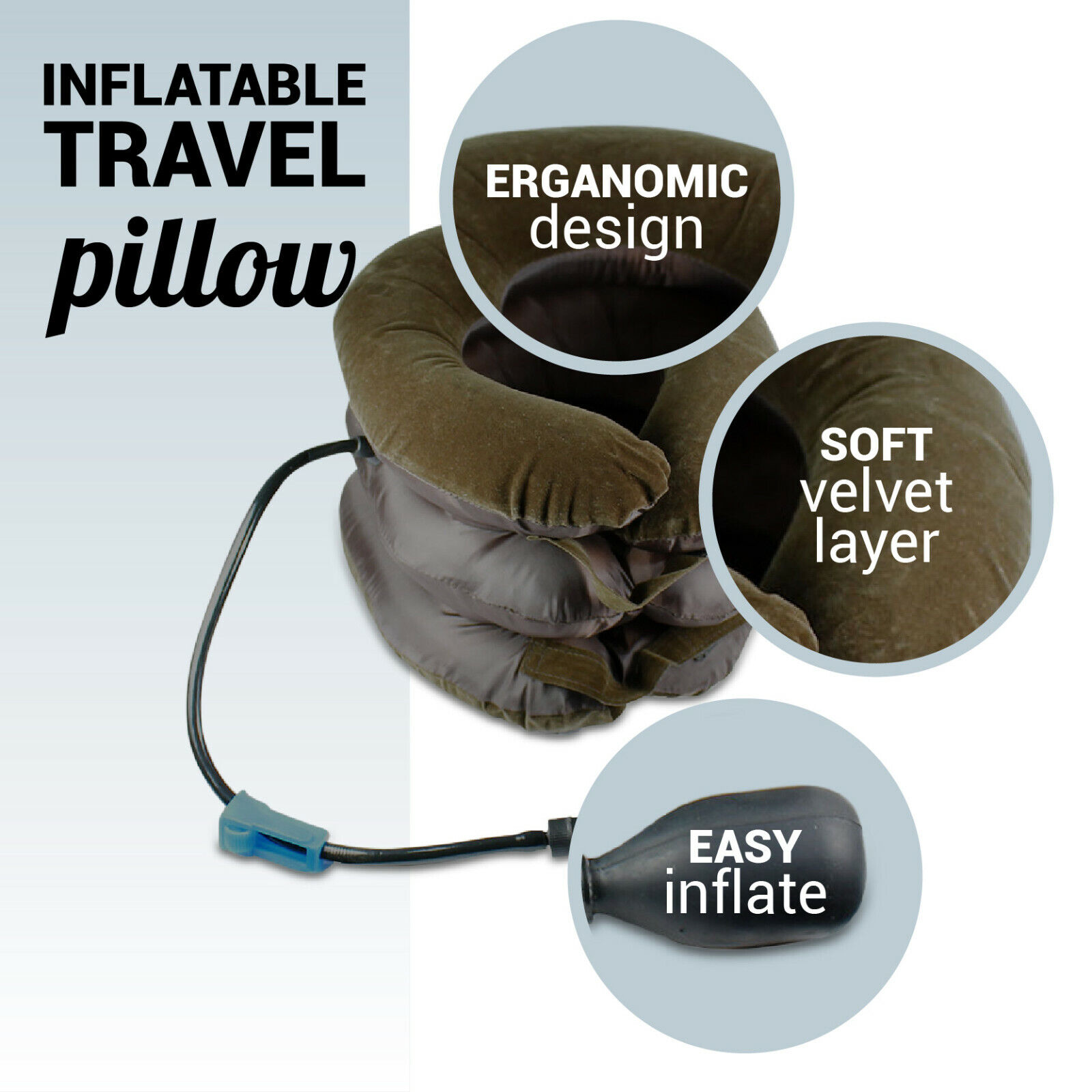 Travel Head Rest Neck Pillow Support Airplane Cushion U Shaped Cervical Inflated