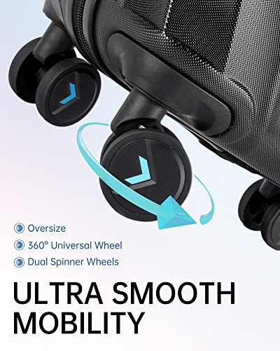 BAGSMART Carry On Luggage, PC Hardside Suitcase Airline Approved, 20 Inch Carryon Luggage with Spinner Wheels, Travel Luggage Hard Shell Lightweight Rolling Suitcases for Men Women,Black