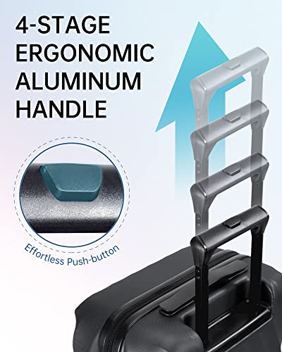 BAGSMART Carry On Luggage, PC Hardside Suitcase Airline Approved, 20 Inch Carryon Luggage with Spinner Wheels, Travel Luggage Hard Shell Lightweight Rolling Suitcases for Men Women,Black