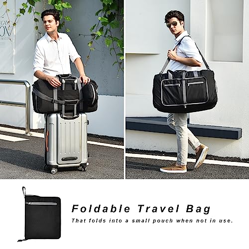 Felipe Varela 65L Duffle Bag with Shoes Compartment and Adjustable Strap,Foldable Travel Duffel Bags for Men Women,Waterproof Duffel Bags
