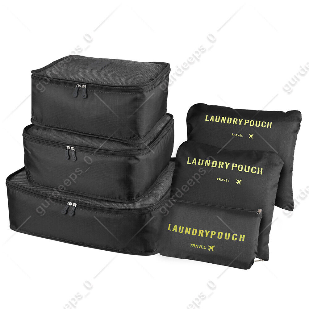 8PCS Travel Luggage Organiser Set Suitcase Storage Bags Clothing Packing Cubes