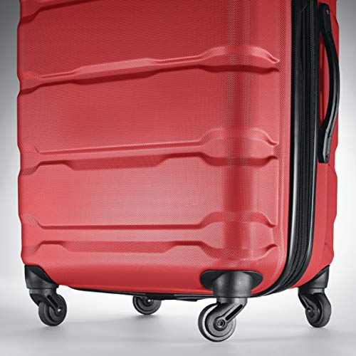 Samsonite Omni PC Hardside Expandable Luggage with Spinner Wheels, Checked-Large 28-Inch, Red