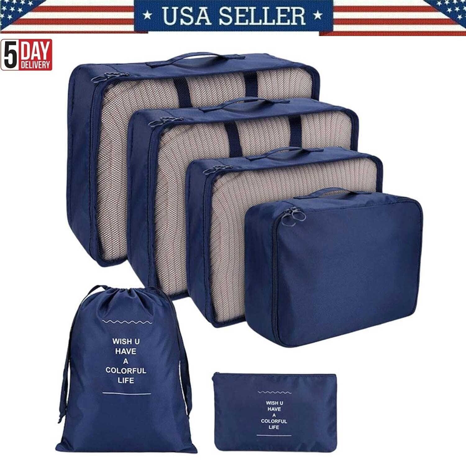 Travel Storage Bags - 6Pcs Packing Cubes Organizer