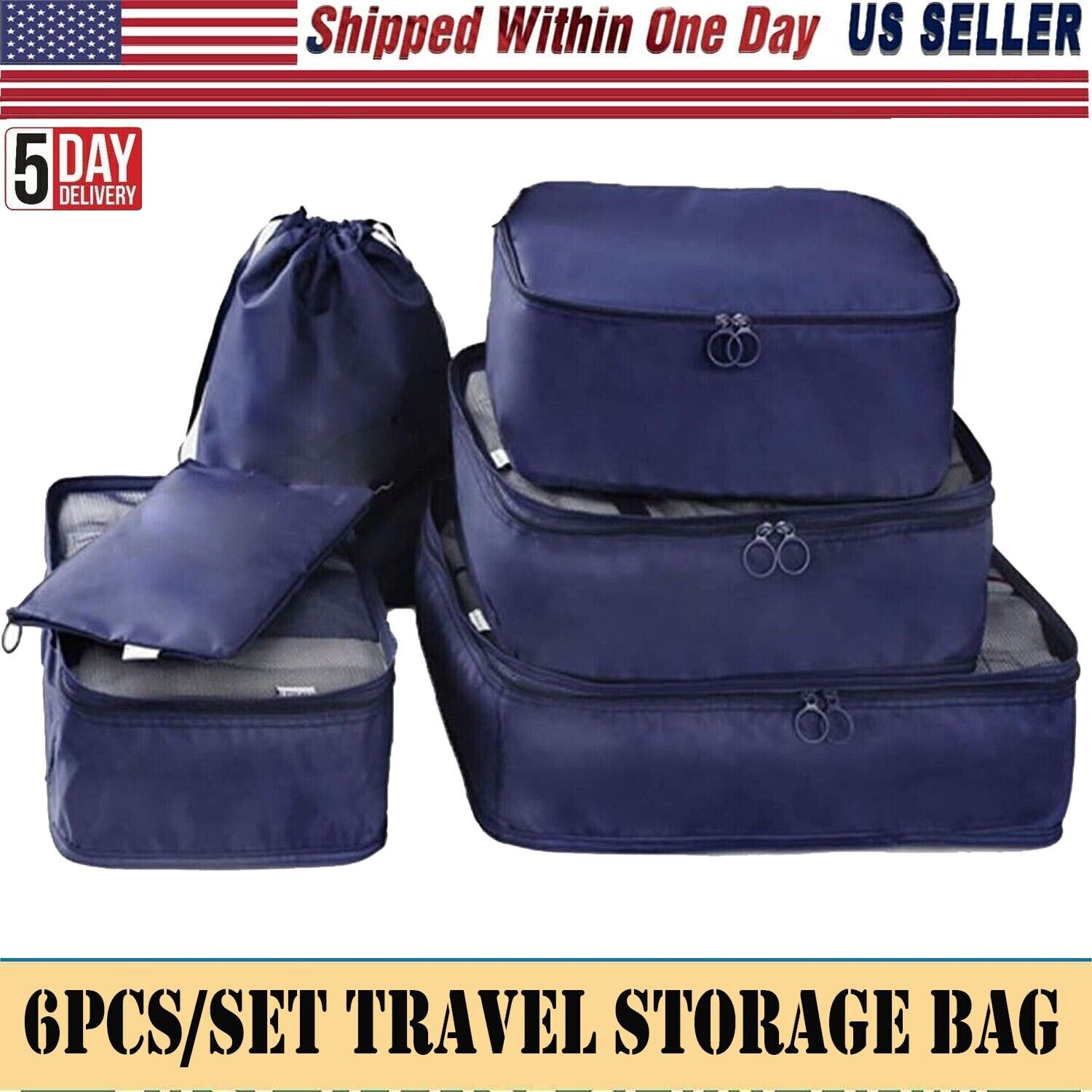 6-Piece Suitcase Packing Cubes Travel Luggage Organizers