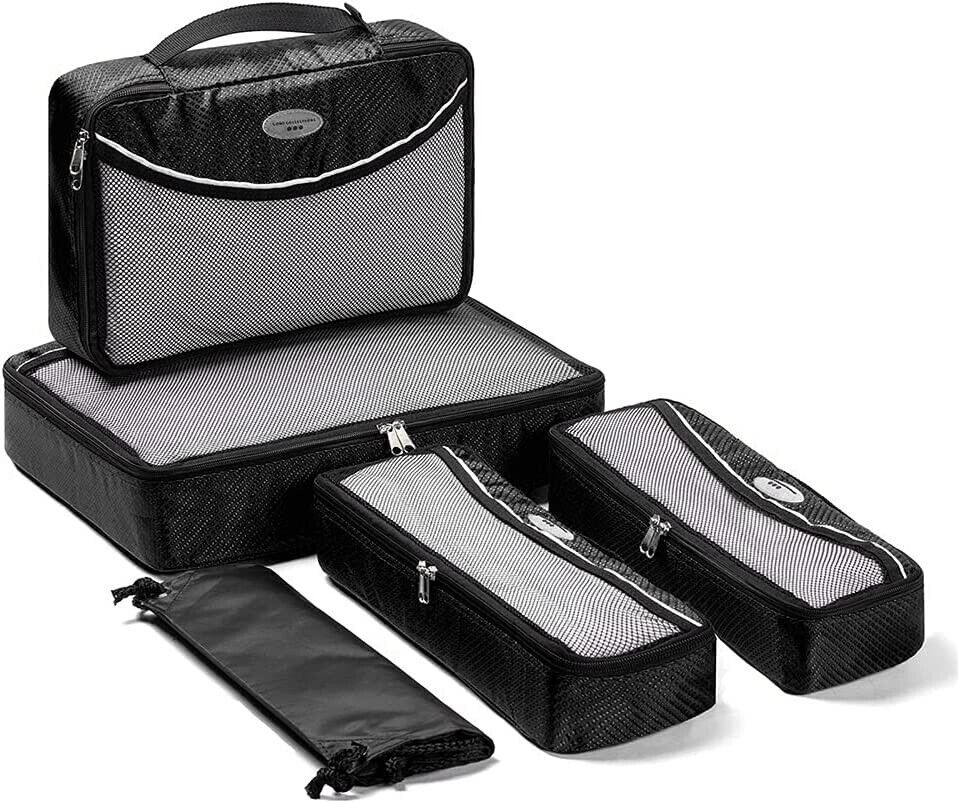 5-Piece Travel Luggage Packing Cubes with Laundry Bag