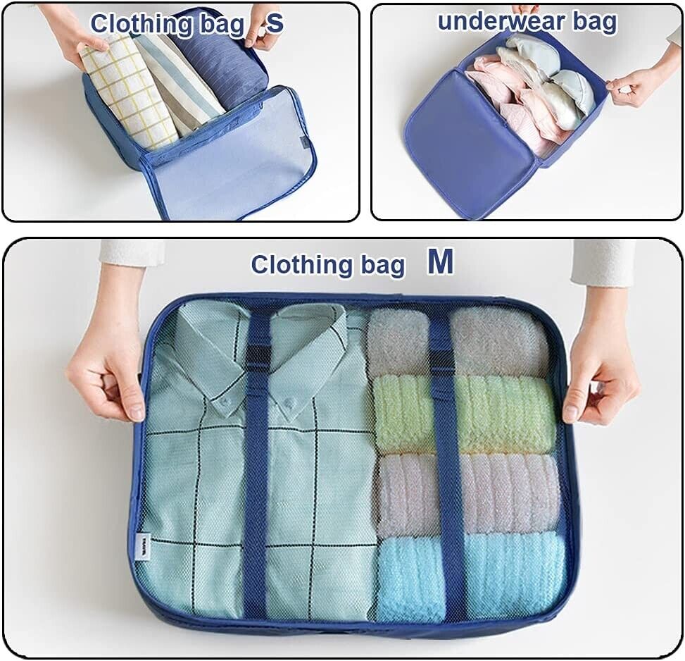 6-Piece Suitcase Packing Cubes Travel Luggage Organizers