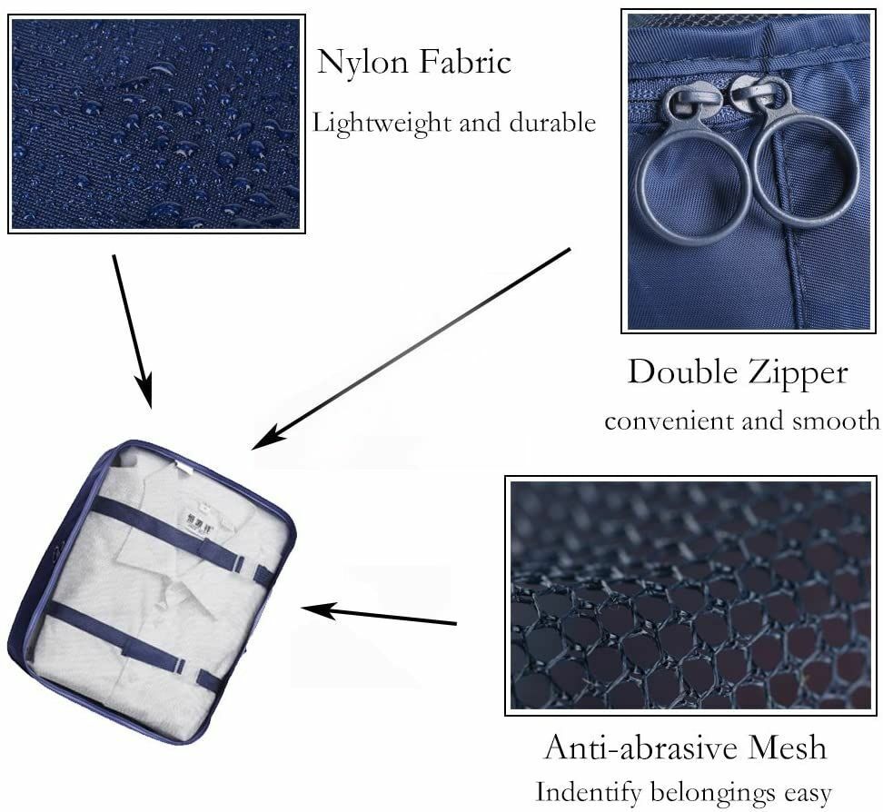 6-Piece Suitcase Packing Cubes Travel Luggage Organizers