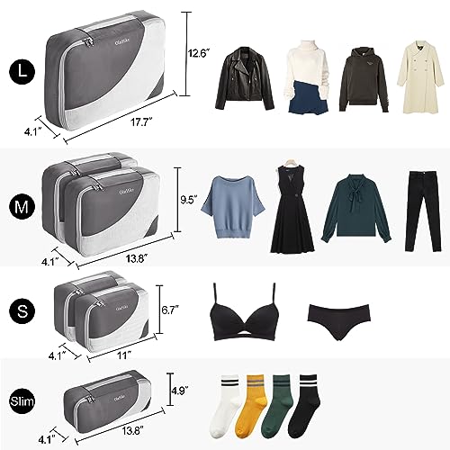 OlarHike 6-Piece Packing Cubes for Travel (Grey)
