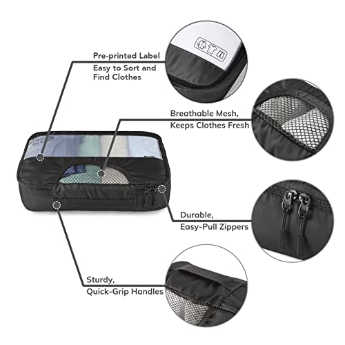 8 Set Packing Cubes for Suitcases, Travel Bag Organizers for Carry on Luggage, Veken Suitcase Organizer Bags Set for Travel Essentials Travel Accessories in 4 Sizes(Extra Large, Large, Medium, Small), Black