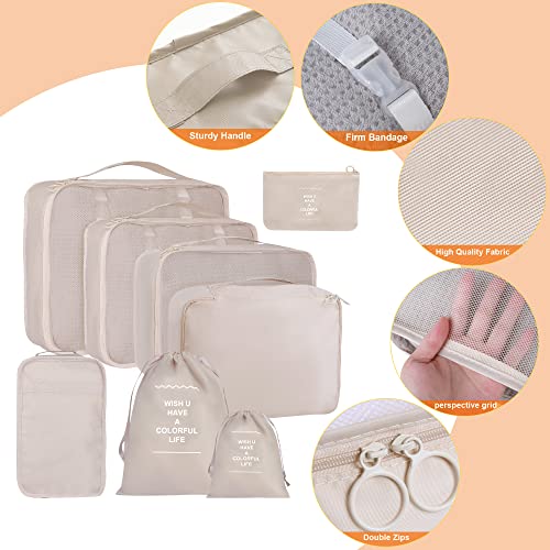 8-Piece Packing Cubes Set for Travel Suitcase