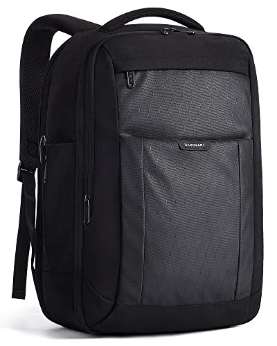 BAGSMART Travel Backpack for Men, Carry On Backpack Flight Approved for Weekend Trip, Women/Mens 17.3 inch Laptop Backpack for Work Travel Commuter with Water-resistant, Black
