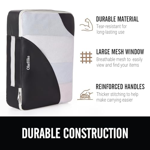 8-Piece Packing Cubes Set for Travel, Various Sizes (Black)