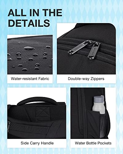 BAGSMART Travel Backpack for Men, Carry On Backpack Flight Approved for Weekend Trip, Women/Mens 17.3 inch Laptop Backpack for Work Travel Commuter with Water-resistant, Black
