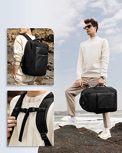 BAGSMART Travel Backpack for Men, Carry On Backpack Flight Approved for Weekend Trip, Women/Mens 17.3 inch Laptop Backpack for Work Travel Commuter with Water-resistant, Black