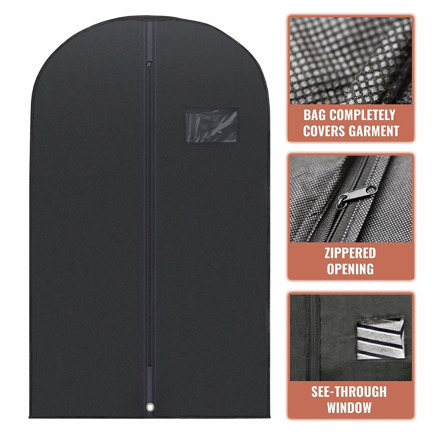 Black Garment Bags Suit for Travel & Clothing Storage