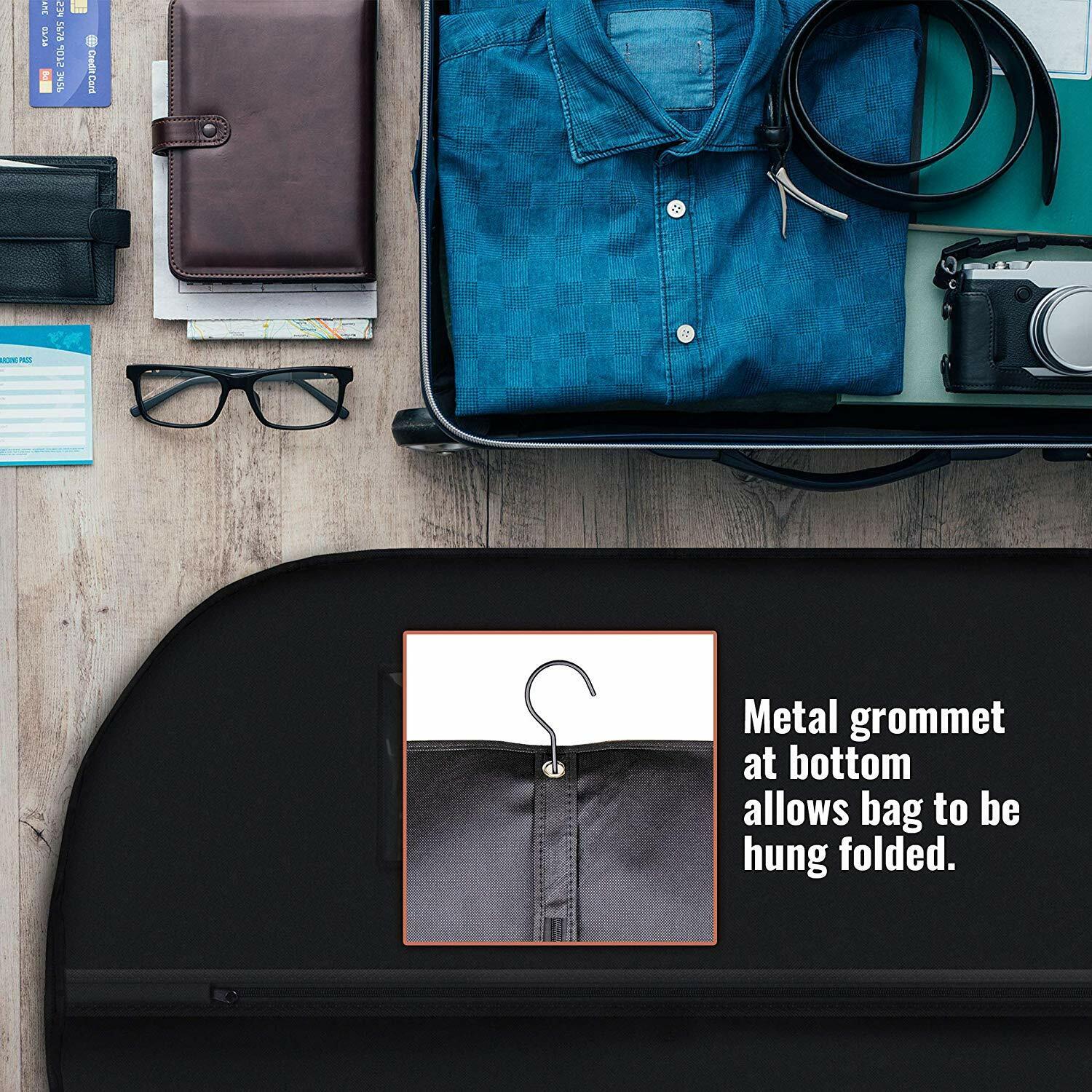 Black Garment Bags Suit for Travel & Clothing Storage