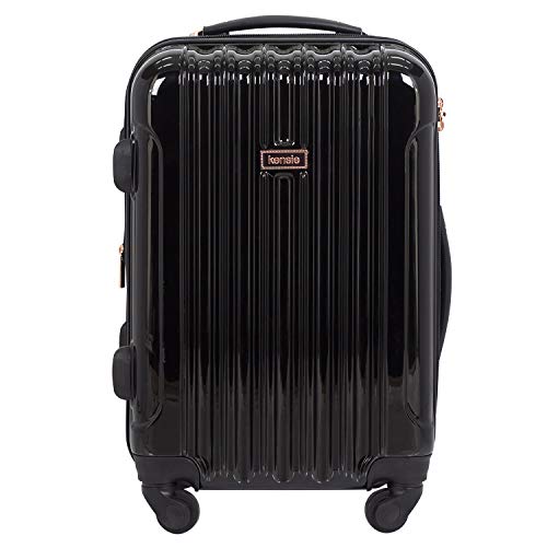 kensie Black Hardside Spinner Luggage, Expandable, 20-Inch