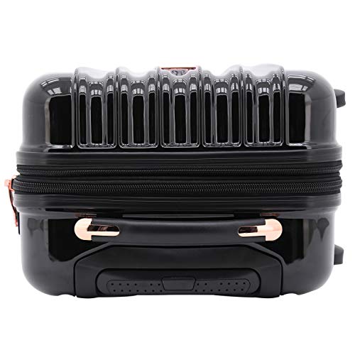 kensie Black Hardside Spinner Luggage, Expandable, 20-Inch