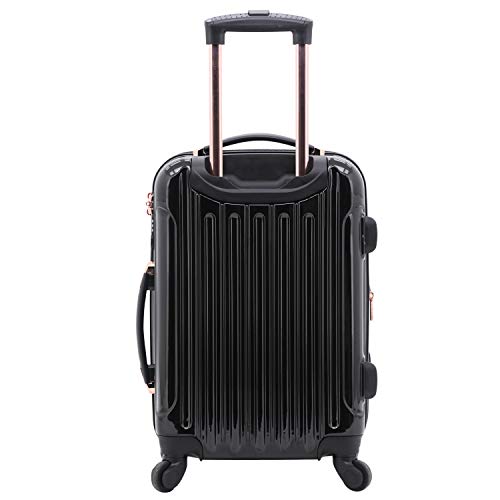 kensie Black Hardside Spinner Luggage, Expandable, 20-Inch