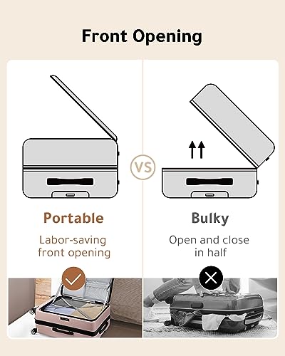 LUGGEX White 26" Expandable Spinner Suitcase, Front Opening
