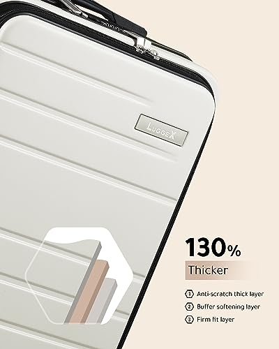 LUGGEX White 26" Expandable Spinner Suitcase, Front Opening