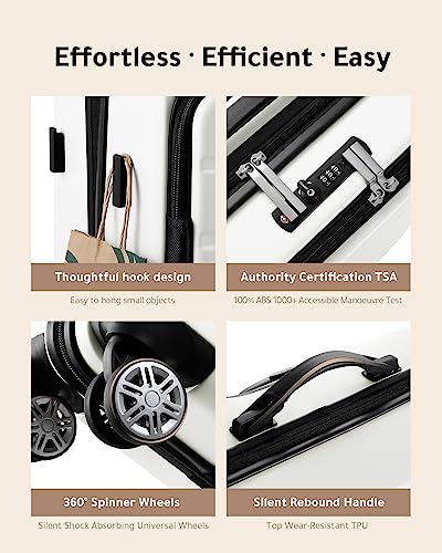 LUGGEX White 26" Expandable Spinner Suitcase, Front Opening