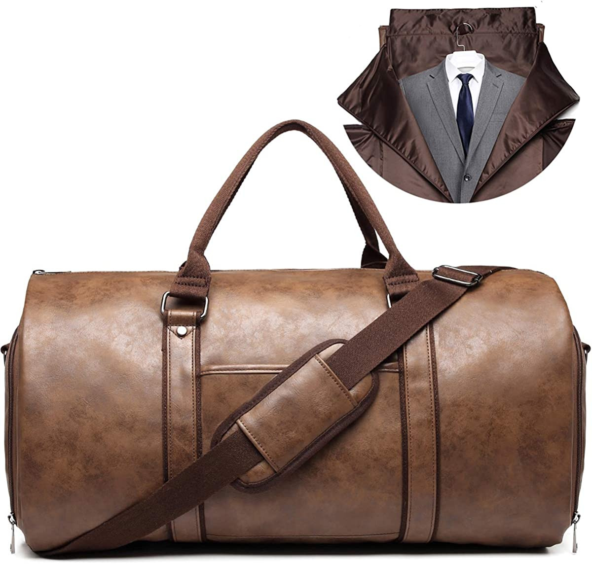 Leather Convertible Brown Travel Garment Duffle Bag