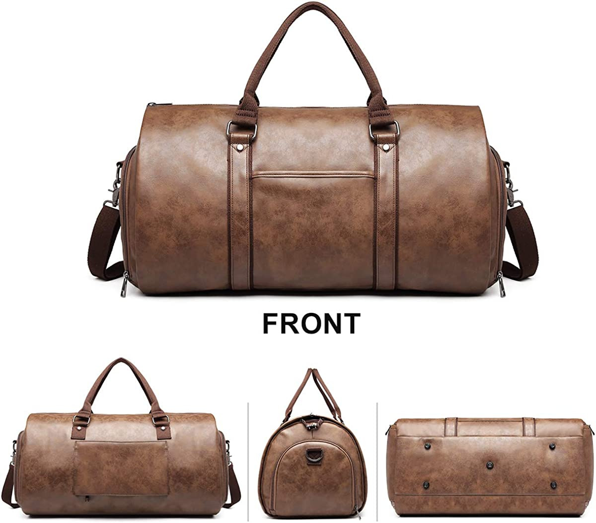 Leather Convertible Brown Travel Garment Duffle Bag