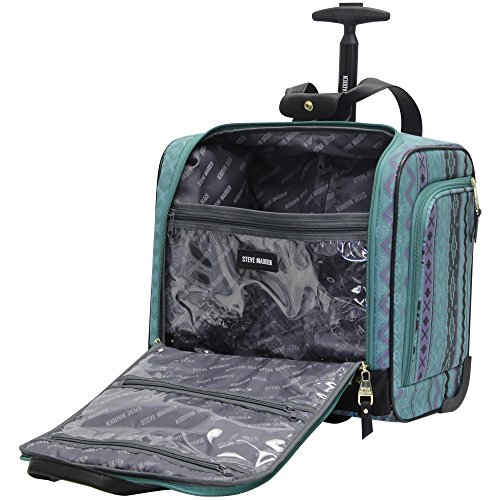Steve Madden Designer Luggage Collection- 3 Piece Softside Expandable Lightweight Spinner Suitcases- Travel Set includes Under Seat Bag, 20-Inch Carry on & 28-Inch Checked Suitcase (Legends Turquoise)