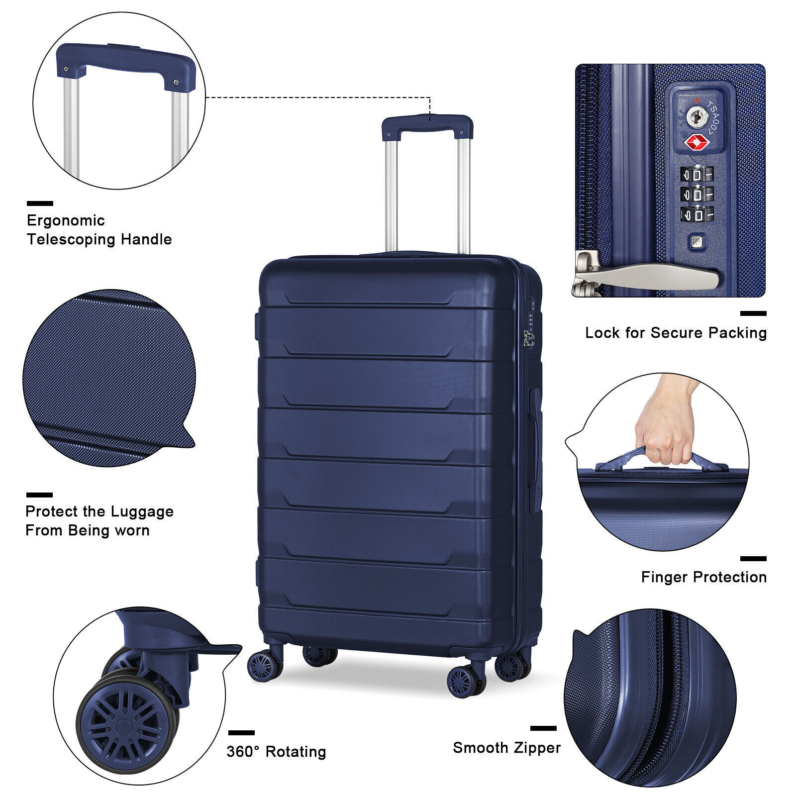 3 Piece Hardshell Spinner Suitcase Set