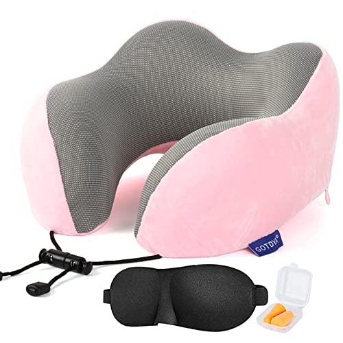 GOTDYA Memory Foam Travel Pillow - Pink