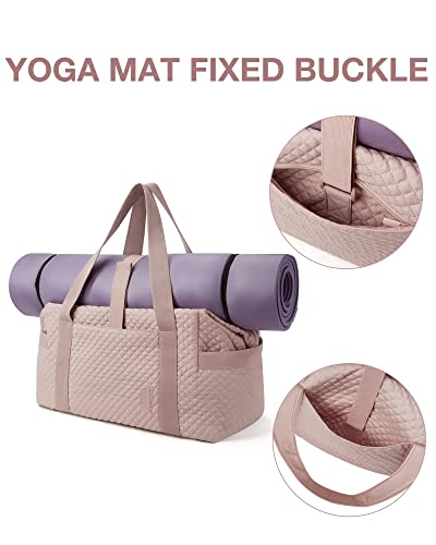 Weekender Bags for Women, BAGSMART Gym Bag with Yoga Mat, Travel Duffle Overnight Bag for Travel Essentials, Large Hospital Bag for Labor and Delivery(Pink)