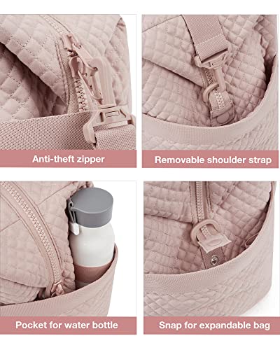 Weekender Bags for Women, BAGSMART Gym Bag with Yoga Mat, Travel Duffle Overnight Bag for Travel Essentials, Large Hospital Bag for Labor and Delivery(Pink)