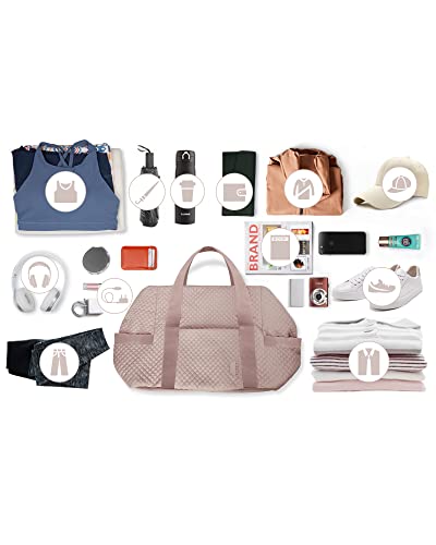Weekender Bags for Women, BAGSMART Gym Bag with Yoga Mat, Travel Duffle Overnight Bag for Travel Essentials, Large Hospital Bag for Labor and Delivery(Pink)