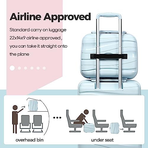 Melalenia Luggage Carry On Suitcase Sets, Expandable PP Hard Shell Suitcase with Spinner Wheels,Travel Luggage with TSA Locks 22x14x9 Airline Approved
