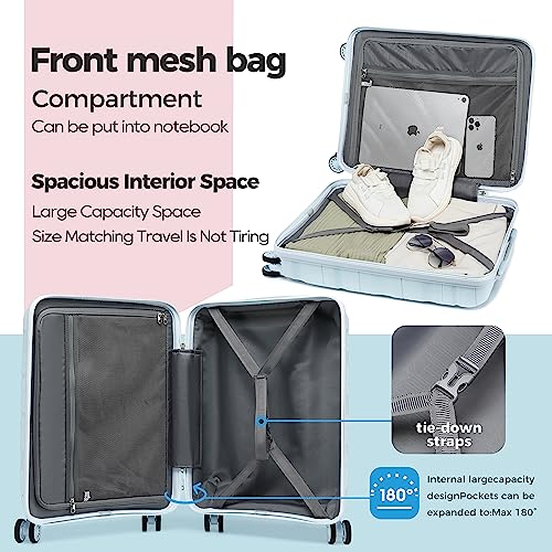 Melalenia Luggage Carry On Suitcase Sets, Expandable PP Hard Shell Suitcase with Spinner Wheels,Travel Luggage with TSA Locks 22x14x9 Airline Approved
