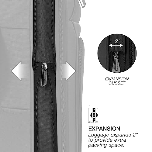 U.S. Traveler Anzio Softside Expandable Spinner Luggage, Navy, Carry-on 22-Inch