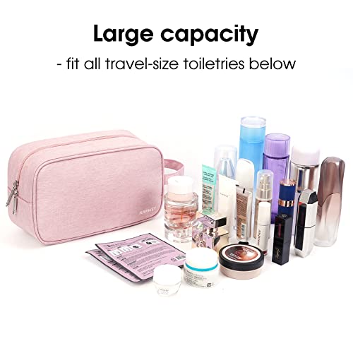 Narwey Travel Toiletry Bag for Women Traveling Dopp Kit Makeup Bag Organizer for Toiletries Accessories Cosmetics (Pink)
