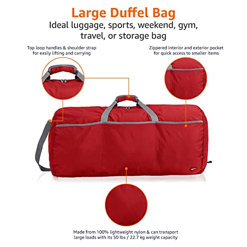 Amazon Basics Red Large Duffel Bag for Travel