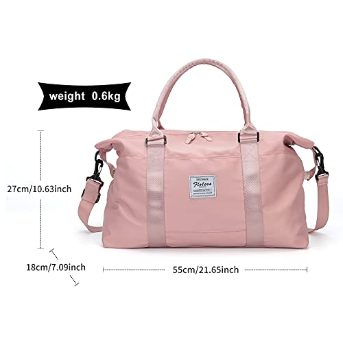 HYC00 Travel Duffel Bag, Sports Tote Gym Bag, Shoulder Weekender Overnight Bag for Women,Pink