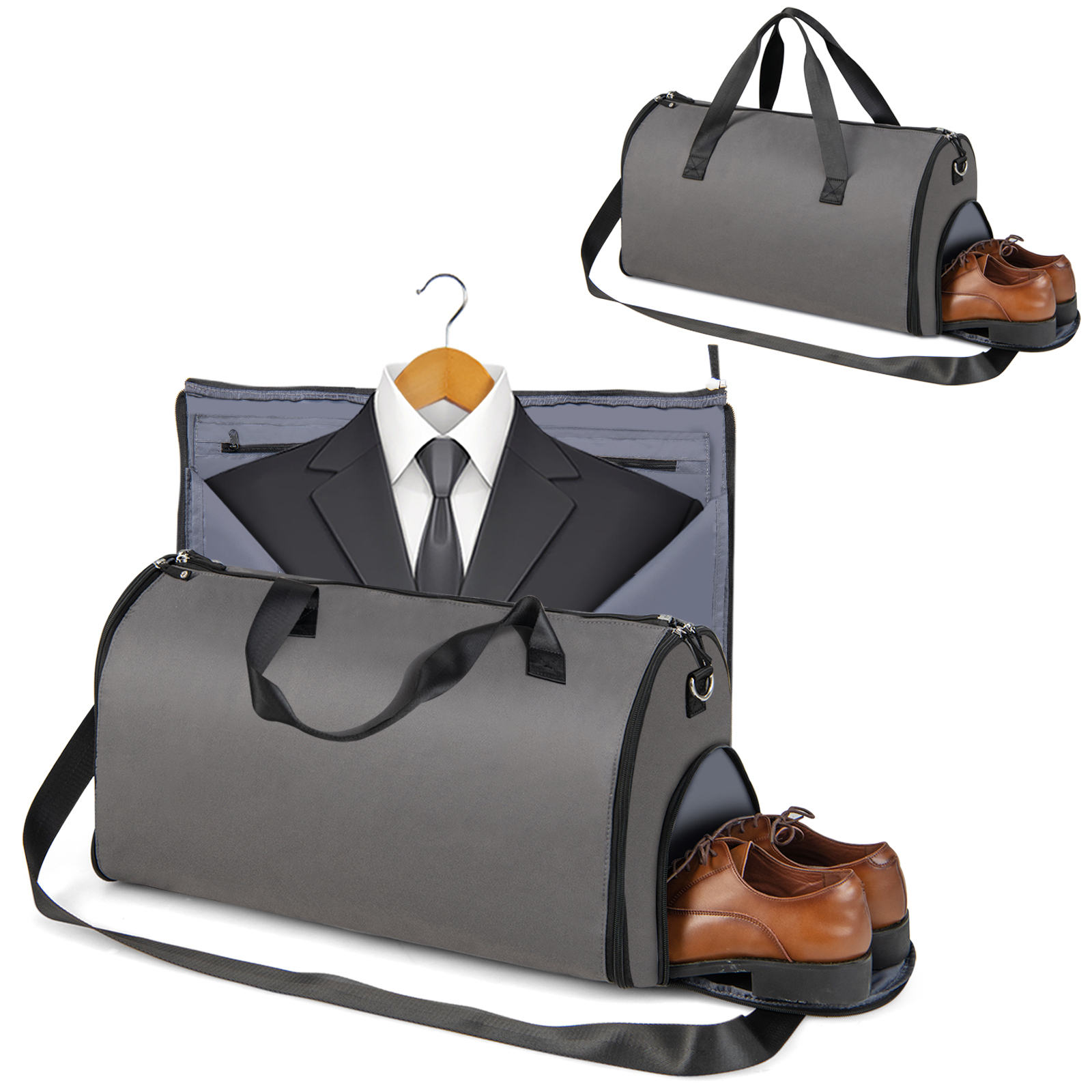 2-in-1 Hanging Duffel Suit Bag with Shoe Compartment